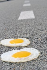eggs on road