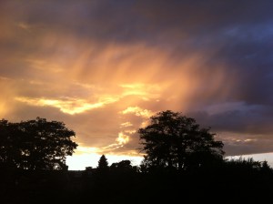 A stunning example of sunlight illuminating the underside of cloud at sunset was seen mid-month