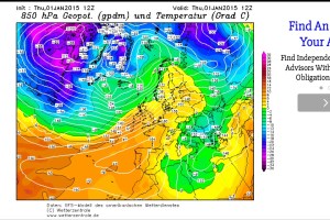 A warm sector saw the temperature rise to 12.7C in the early hours of New Year's Day