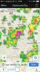 Wanstead was hit head-on by a thunderstorm at 2pm on 19th, clearly shown on this radar picture. Because the storms were fast moving rainfall accumulation was not remarkable