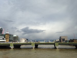Looking east was a different story which revealed a distant thunderstorm