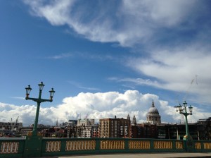 During a very thundery day nationwide on 19th it was bright and sunny looking west on Southwark Bridge at 3.40pm... 