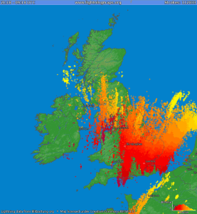 There was 112,833 lightning strikes across UK & Ireland between 9pm and 9am on July 4th Image courtesy of Blitzortung