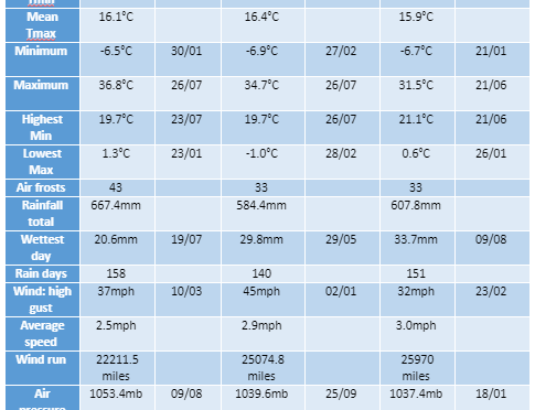 2019 Wanstead annual weather review