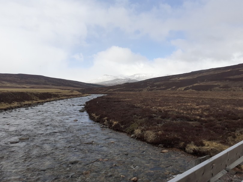 Cairn Toul at the top of the valley from White Bridge